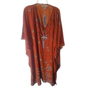 Signature Rust Colored Beaded Kaftan, NWT, OSFM